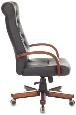 Кресла руководителя - Кресло руководителя Бюрократ T-9928WALNUT/ECO черный эко.кожа крестов. металл/дерево