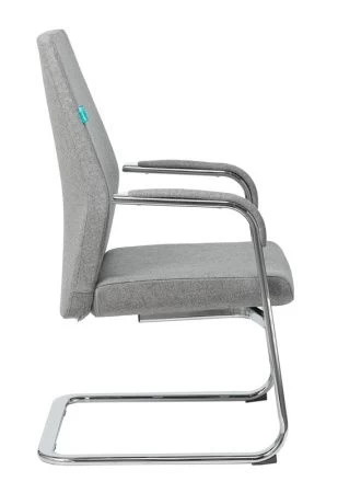 Конференц кресла - Кресло Бюрократ _JONS-LOW-V серый низк.спин. полозья металл хром