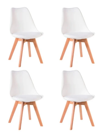 Набор 4 шт Стул обеденный DOBRIN JERRY SOFT, ножки светлый бук, цвет сиденья белый (W-02)