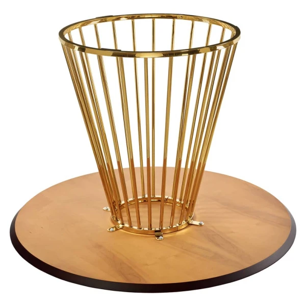 Купить Стол Liverpool диам.110см, шпон орех лучевой набор, с золотистыми ножками по низкой цене