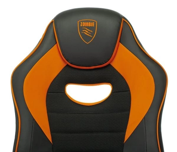 Кресло игровое Zombie GAME 16 черный/оранжевый текстиль/эко.кожа крестов. пластик