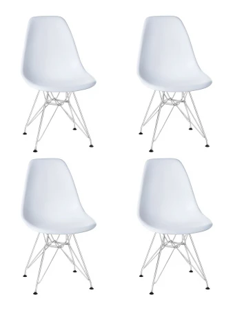 Набор 4 шт Стул обеденный DOBRIN DSR, ножки хром, цвет белый (W-02)