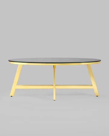 Купить Журнальный стол 100*50 АЛЬБА золото стекло черное по низкой цене