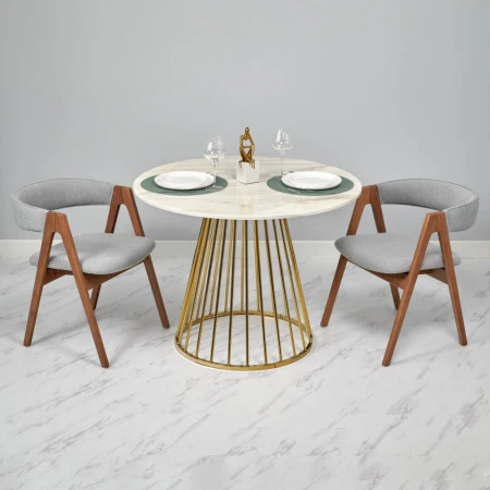 Купить Стул Alan серый букле с ножками цвета орех по низкой цене