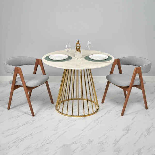 Купить Стул Alan серый букле с ножками цвета орех по низкой цене