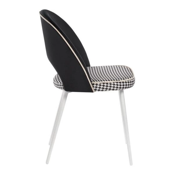 Купить Стул Leo чёрный с жаккардом, с белыми ножками по низкой цене