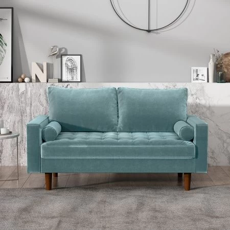 Купить Диван Scott трехместный серо-голубой по низкой цене