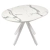 Купить Стол Rudolf круглый раскладной 90-120x90x75см, белый мрамор, белый по низкой цене