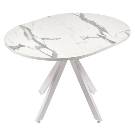 Купить Стол Rudolf круглый раскладной 90-120x90x75см, белый мрамор, белый по низкой цене