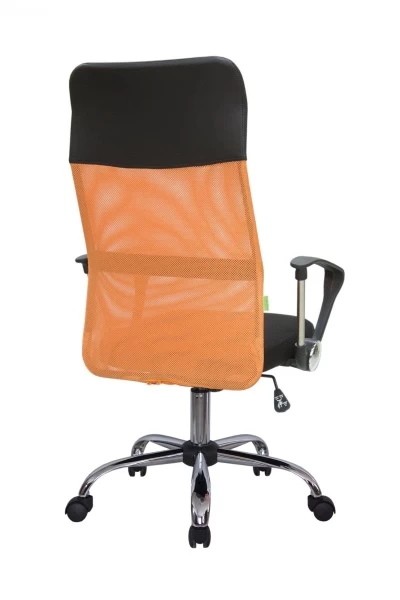 Кресло 8074 (подголовник - экокожа) сетка/ткань Оранжевый