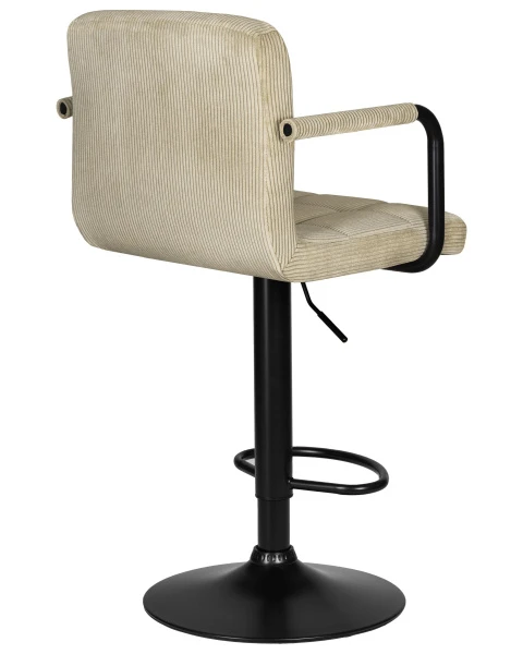 Стул барный DOBRIN KRUGER ARM BLACK, бежевый вельвет (LAR-E2041-04) для кафе, ресторанов и кухни