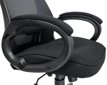 Кресла руководителя - Офисное кресло для руководителей DOBRIN STEVEN BLACK, чёрный пластик, чёрная ткань