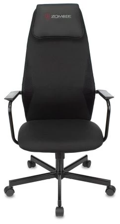 Кресло игровое Zombie ONE черный с подголов. крестов. металл
