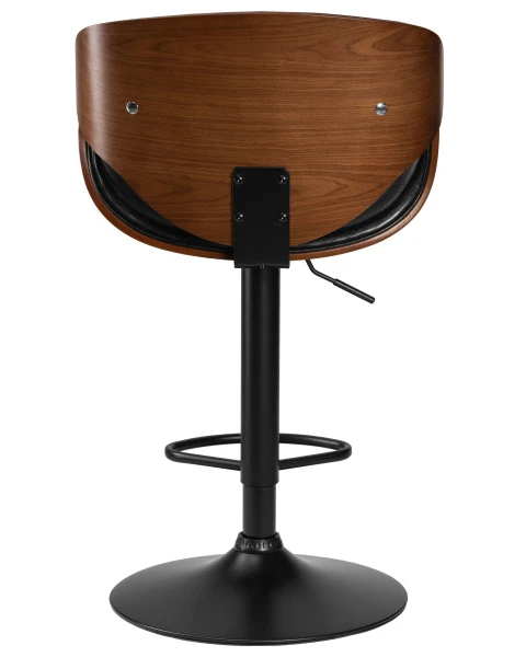 Стул барный DOBRIN KARTER BLACK, коричневый орех дерево (BWW), черный PU для кафе, ресторанов и кухни