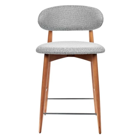 Купить Стул полубарный Lucas светло-серый букле, ножки цвета орех по выгодной цене для кафе, ресторанов и кухни