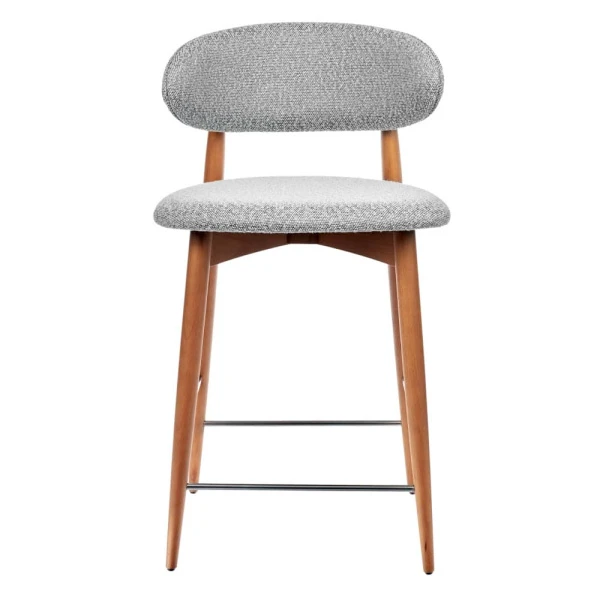 Стул полубарный Lucas светло-серый букле, ножки цвета орех для кафе, ресторанов и кухни