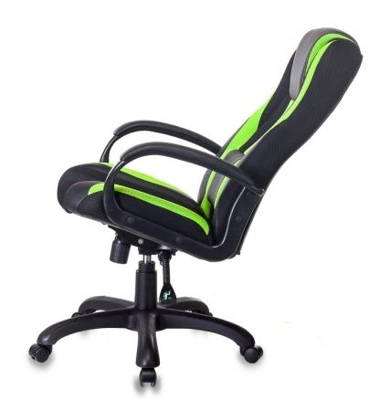 Кресла для геймеров - Кресло игровое Zombie VIKING-9 черный/салатовый искусст.кожа/ткань крестовина пластик