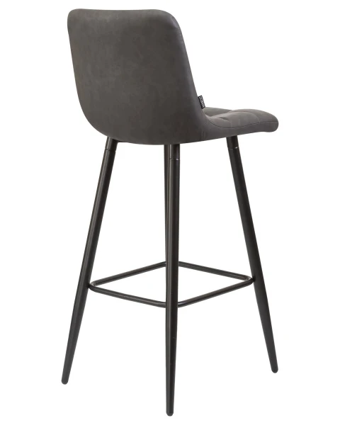 Купить Набор 2 шт Стул барный DOBRIN NICOLE, черные матовые ножки, серая антрацитовая винтажная экокожа (RU-08) по низкой цене