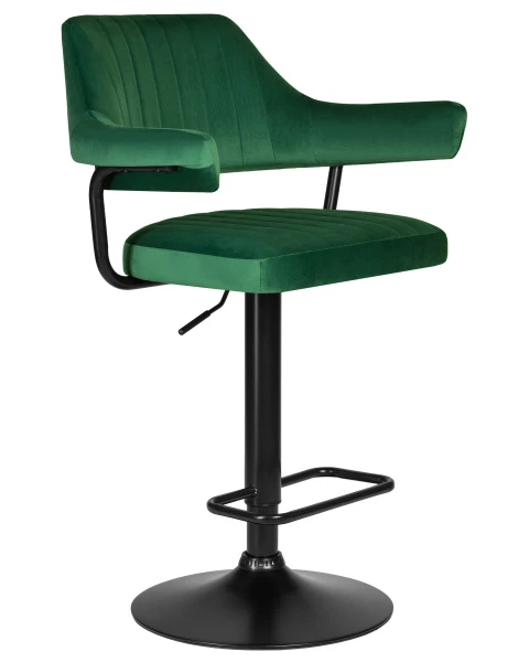Стул барный DOBRIN CHARLY BLACK, зеленый велюр (MJ9-88) для кафе, ресторанов и кухни