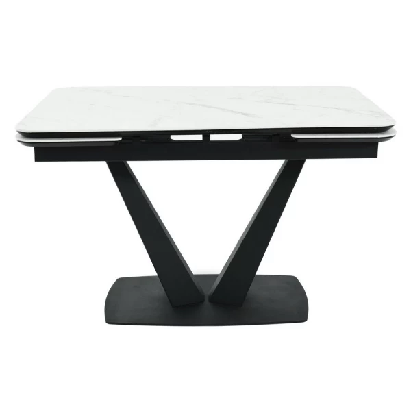 Купить Стол Vito раскладной 120-184x80x75см, белый мрамор, чёрный по низкой цене
