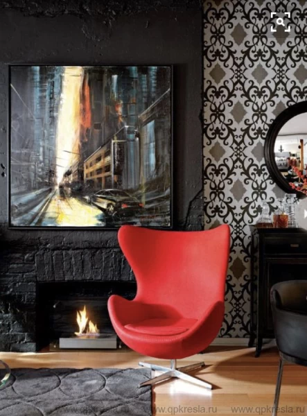 Кресло Arne Jacobsen Style Egg Chair красная шерсть