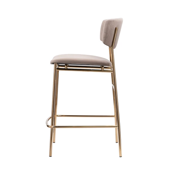 Стул полубарный Elle латте с золотыми ножками для кафе, ресторанов и кухни
