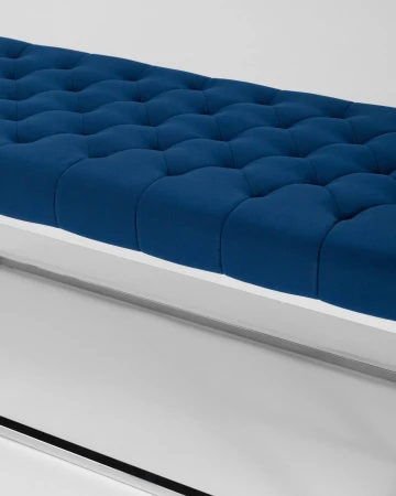 Купить Банкетка ИНСИГНИЯ велюр синий сталь серебро в интернет-магазине КупиКресла.ру