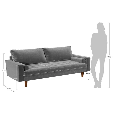 Купить Диван Scott трехместный пыльно-розовый по низкой цене