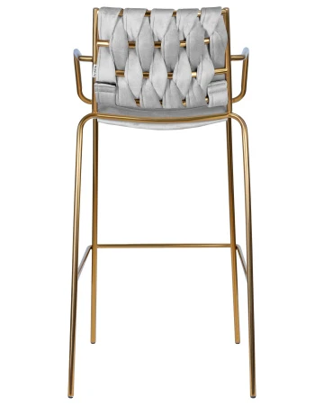 Купить Стул барный DOBRIN MILLER GOLD, светло-серый велюр (135-37) по выгодной цене для кафе, ресторанов и кухни