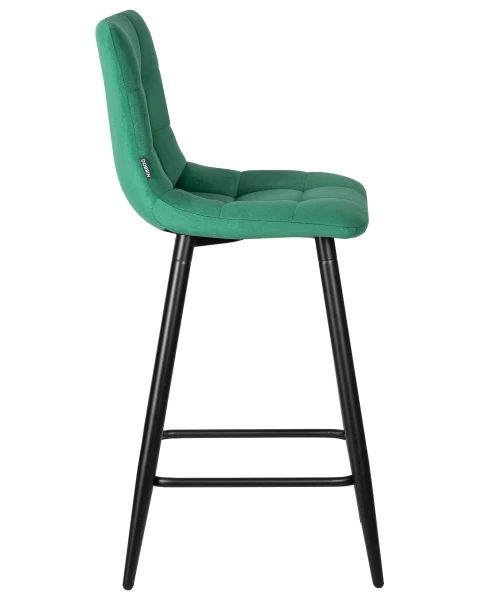 Стул полубарный DOBRIN OLIVIA, черные матовые ножки, зелёный велюр (108-64) для кафе, ресторанов и кухни