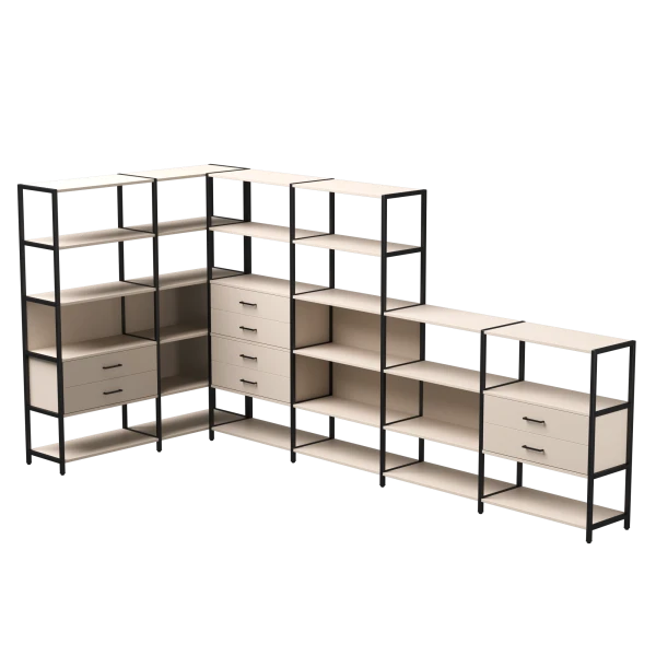 Купить Набор стеллажных систем №18 Everprof EVO (ЭВО) 1635x3630x1840 Кашемир/Черный по низкой цене