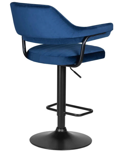 Стул барный DOBRIN CHARLY BLACK, синий велюр (MJ9-117) для кафе, ресторанов и кухни