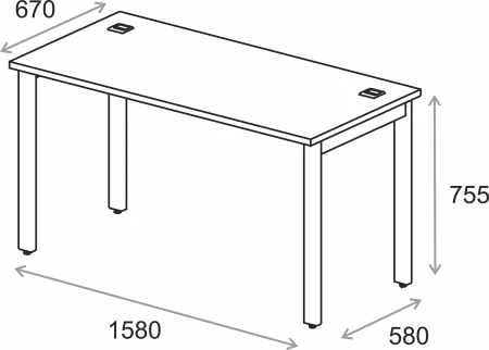 Купить Стол прямой Everprof EVO (ЭВО) на металлокаркасе 1580х670х755 мм Кашемир/Черный по низкой цене