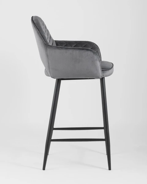 Стул полубарный Венера диамант велюр серый для кафе, ресторанов и кухни