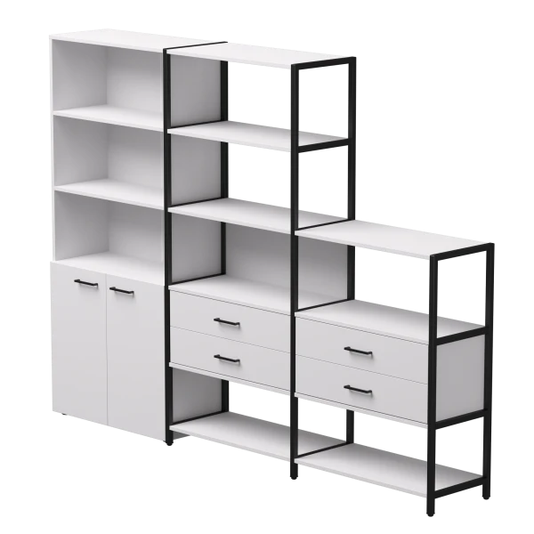 Купить Набор стеллажных систем №12 Everprof EVO (ЭВО) 2435x385x1840 Белый/Черный по низкой цене