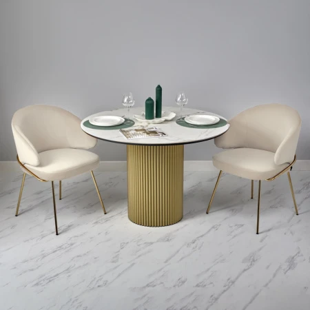 Купить Стол Aura D110, керамогранит Ravena Natural, золотой по низкой цене