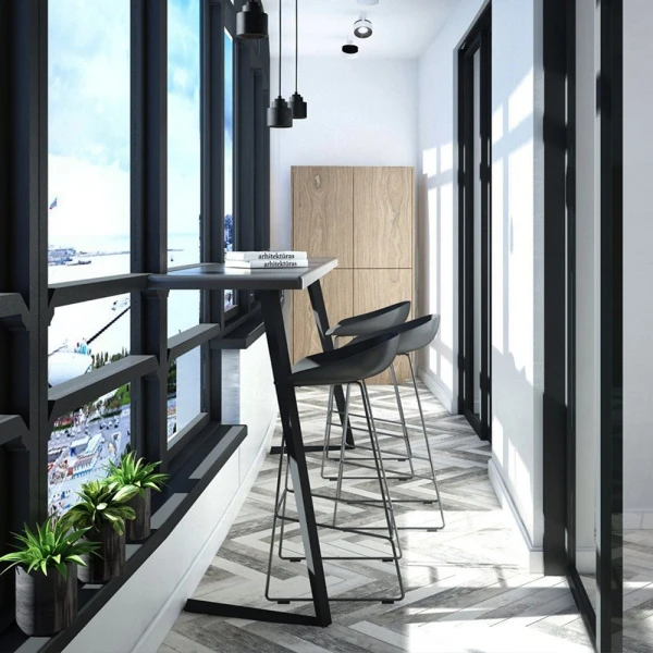 Стул полубарный Neo чёрный с хромированными ножками для кафе, ресторанов и кухни