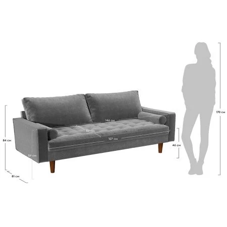 Купить Диван Scott двухместный синий по низкой цене