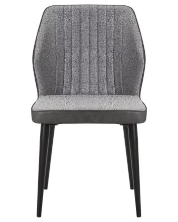 Купить Стул обеденный DOBRIN KEVIN (черные матовые ножки, Сиденье серая ткань FC-09, Спинка антрацит кожзам RU-08) в интернет-магазине КупиКресла.ру