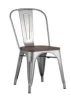 Стул Tolix (Толикс) с деревянным сидением, Серебро матовый