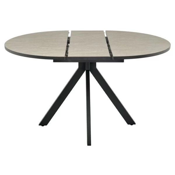 Купить Стол Rudolf круглый раскладной 100-130x100x75см, Бетон слюда, чёрный по низкой цене