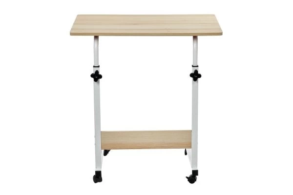 Купить Стол многофункциональный на колесах, 60x40 см, «РОЛЛ», 2 ножки, регул.высота, мдф, металл, св. дерево, белый по низкой цене