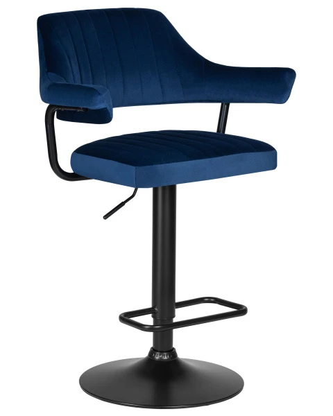 Купить Набор 2 шт Стул барный DOBRIN CHARLY BLACK, синий велюр (MJ9-117) по низкой цене