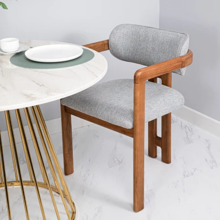 Купить Стул Rich рогожка бежево-голубая с ножками цвета орех по низкой цене