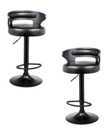 Набор 2 шт Стул барный DOBRIN FRED BLACK, чёрное дерево, чёрный