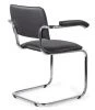 Офисный стул SYLWIA ARM (Сильвия арм) хром Nowystyl (Искусственная кожа V 14 черный) для посетителей и сотрудников фото