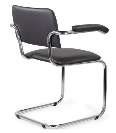 Офисный стул SYLWIA ARM (Сильвия арм) хром Nowystyl (Искусственная кожа V 14 черный) для посетителей и сотрудников фото