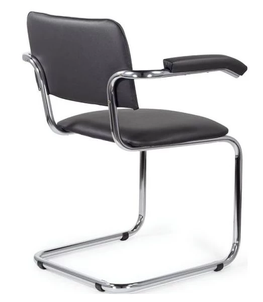 Купить Офисный стул SYLWIA ARM (Сильвия арм) хром Nowystyl (Искусственная кожа V 14 черный) по выгодной цене