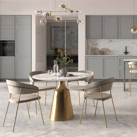 Купить Стул полубарный Turin латте с золотыми ножками по выгодной цене для кафе, ресторанов и кухни