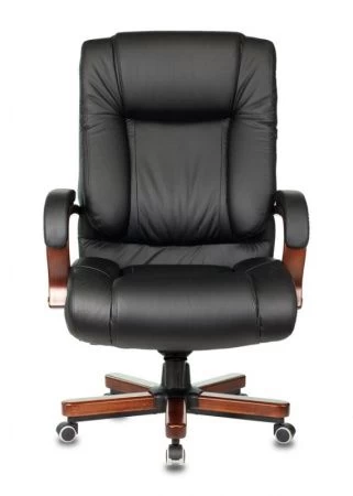 Кресла руководителя - Кресло руководителя Бюрократ T-9925WALNUT черный кожа крестовина металл/дерево